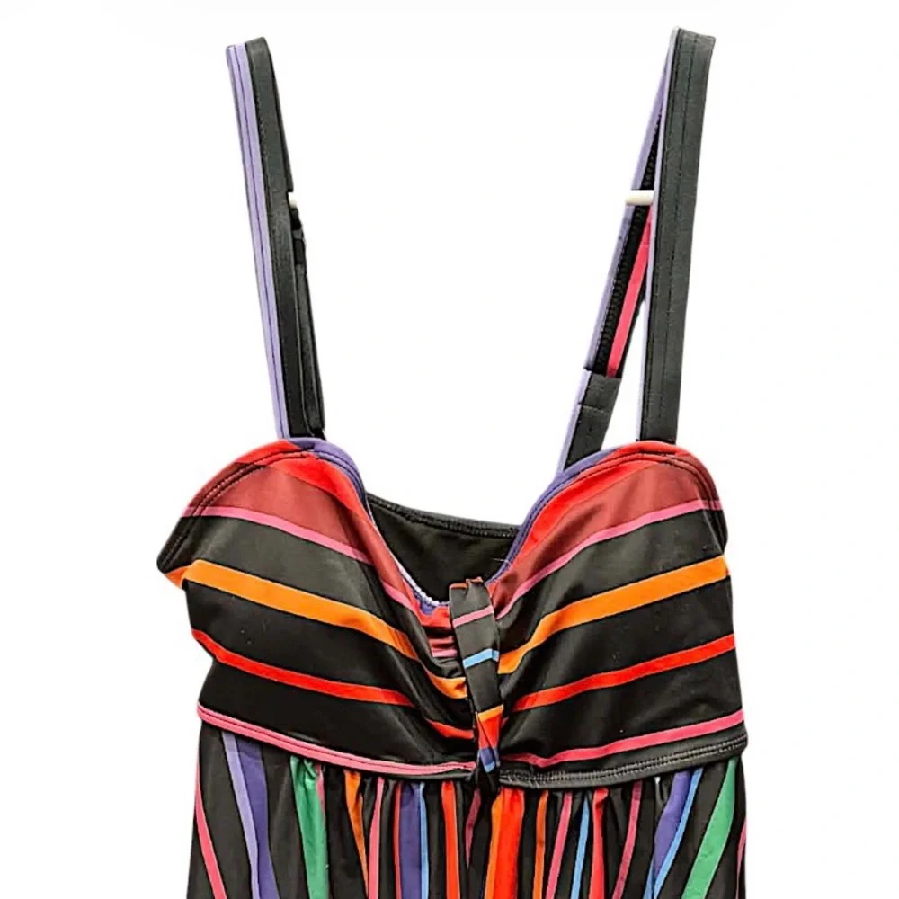 Bloomchic Tankini top Striped Multicolor Women's Top size 12 - Picture 4 of 5